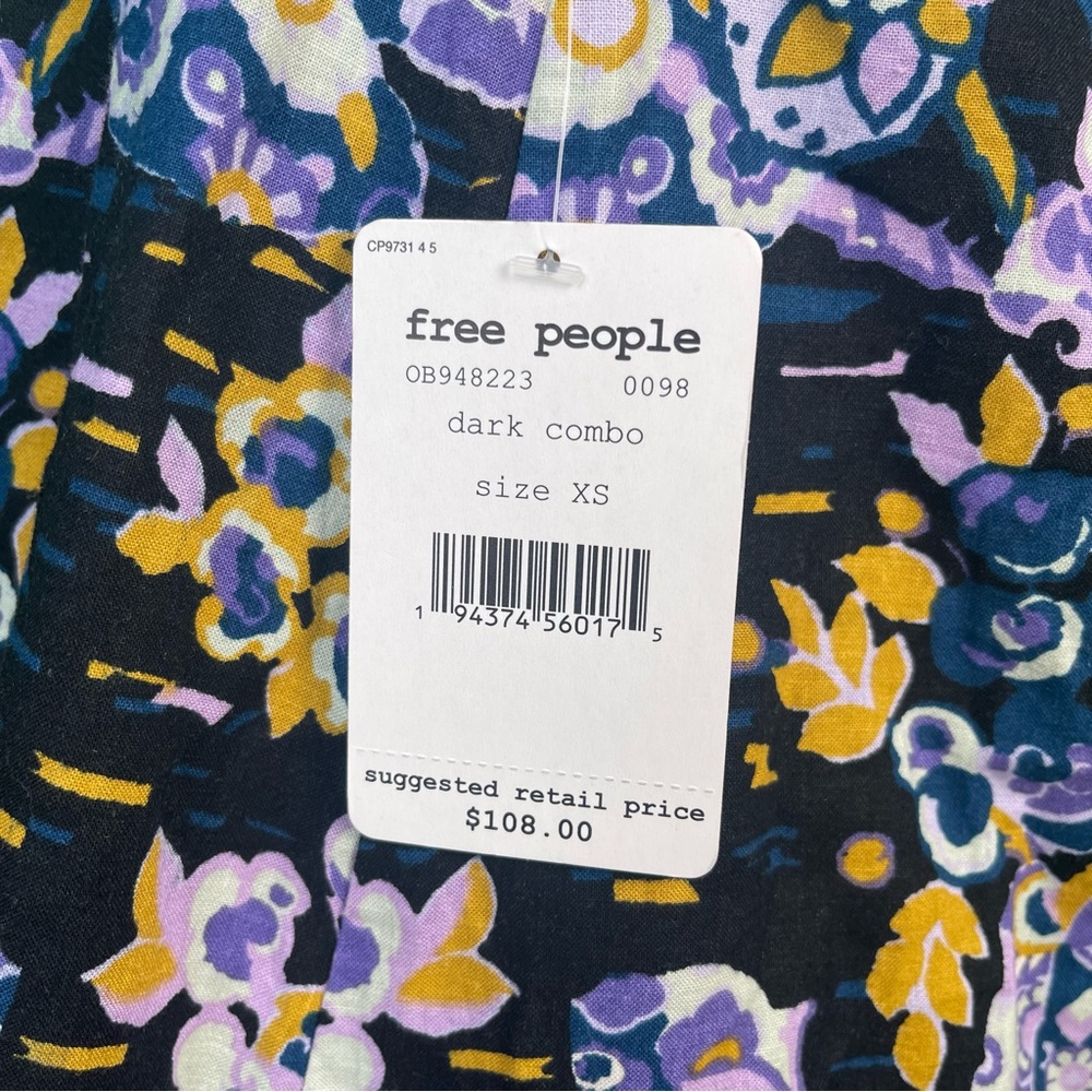 FREE PEOPLE SUMMER IN TULUM IN LINEN BLEND DARK COMBO TUNIC SIZE XS NWT - Picture 4 of 9